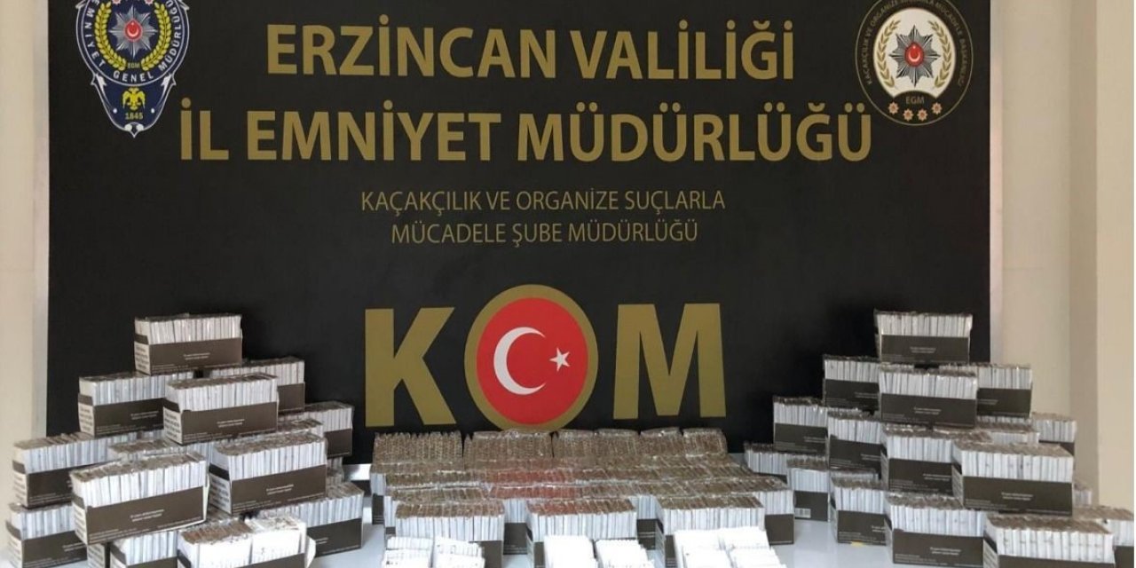 Erzincan’da 990 paket içi tütün doldurulmuş makaron ele geçirildi