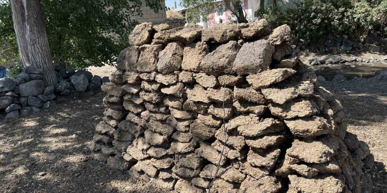 Kars’ta köylülerin kışlık tezek mesaisi başladı