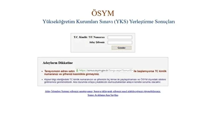 YKS yerleştirme sonuçları açıklandı