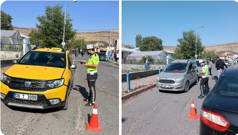 Digor'da trafik kontrolleri devam ediyor
