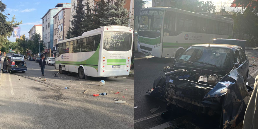 Kars'ta halk otobüsü ile otomobil çarpıştı; 1 yaralı