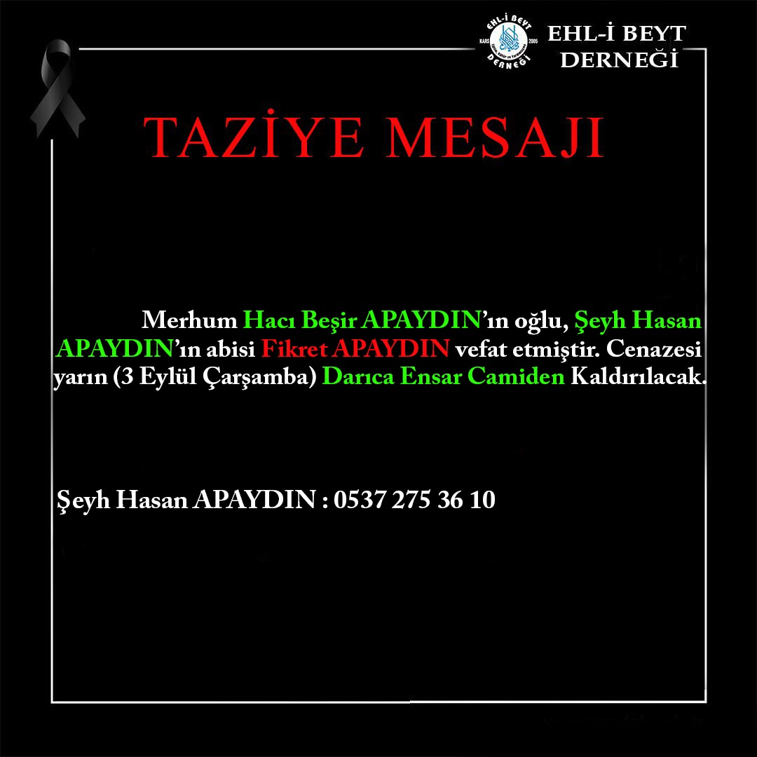 TAZİYE MESAJI