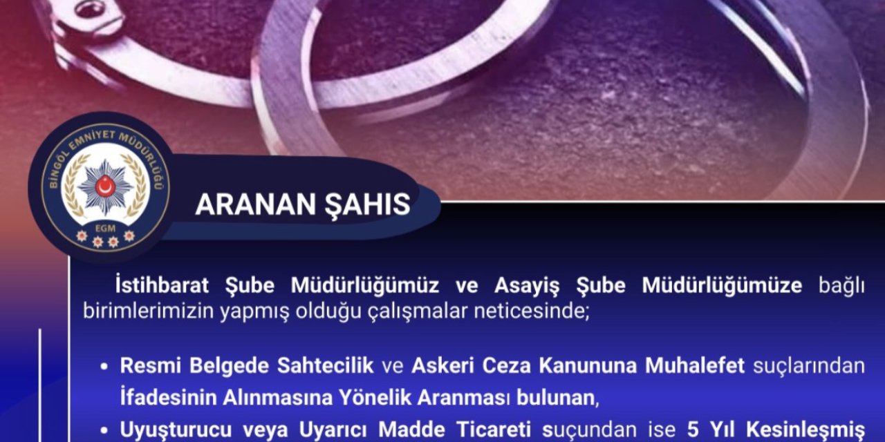 Bingöl’de kesinleşmiş hapis cezası bulunan zanlı yakalandı