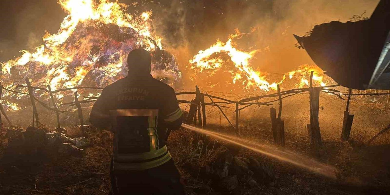 Tekman’da yangın; 2 bin 500 balya ot kül oldu