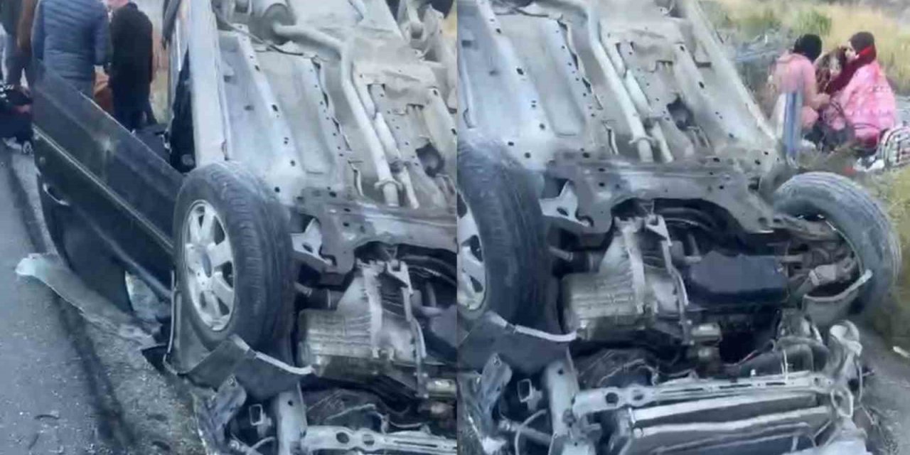 Kızlarını üniversiteye götüren ailenin otomobili takla attı: 3 yaralı