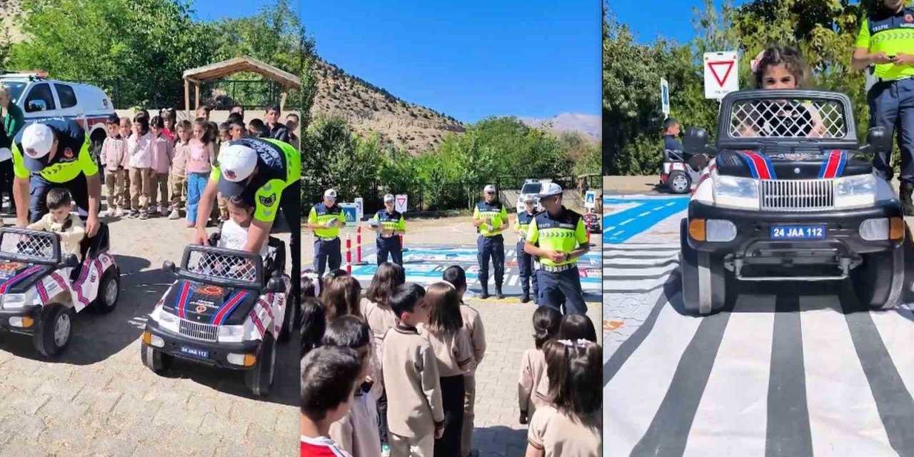 Erzincan’da jandarmadan öğrencilere uygulamalı trafik eğitimi