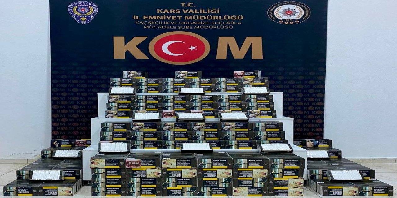 Kars’ta otobüs bagajında binlerce  makaron ele geçirildi