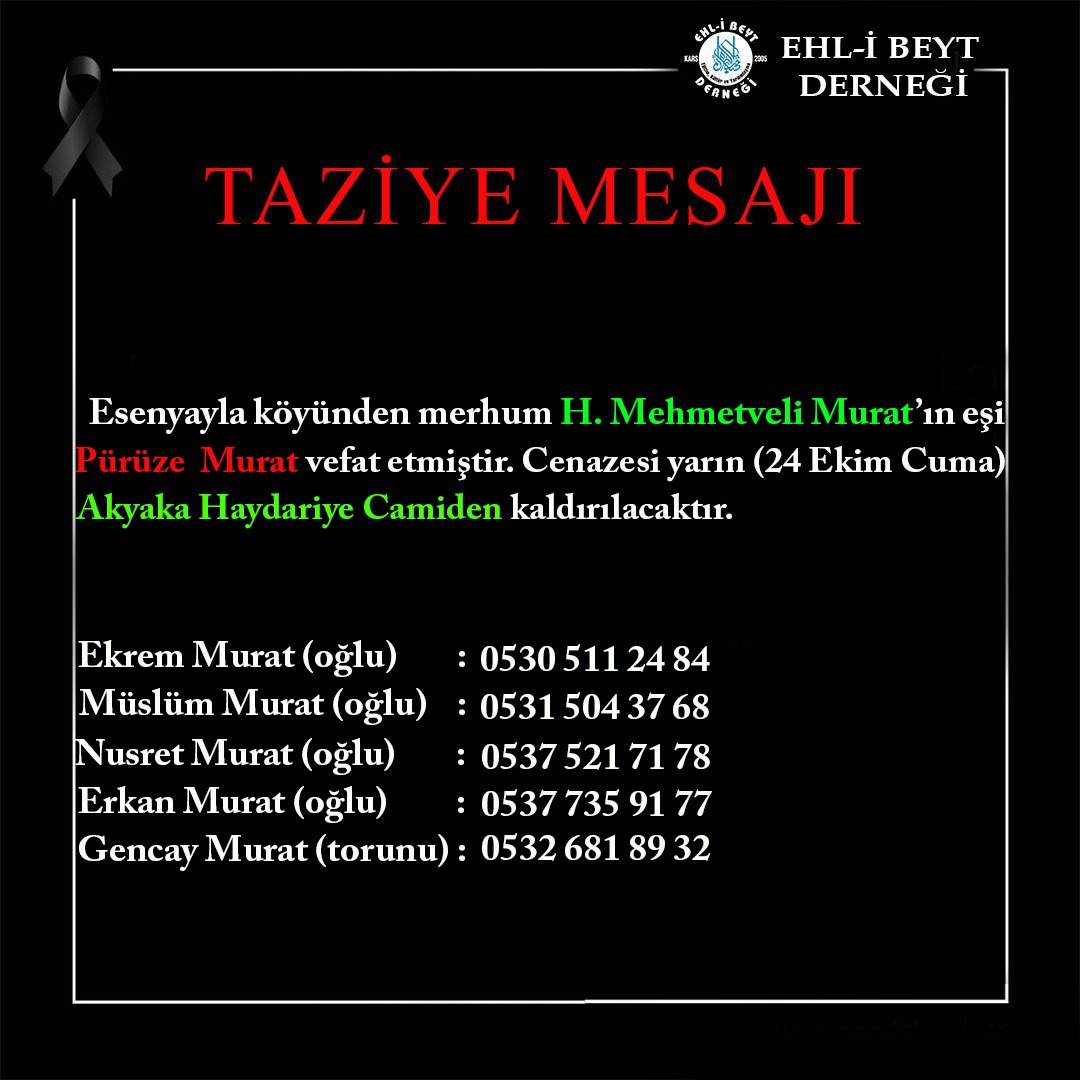 Pürüze Murat vefat etti