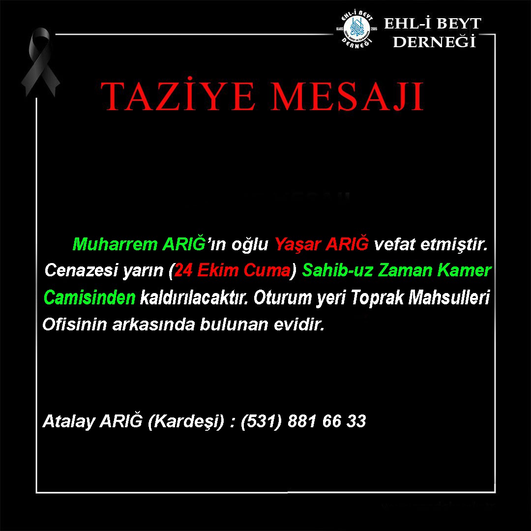 Yaşar ARIĞ vefat etti