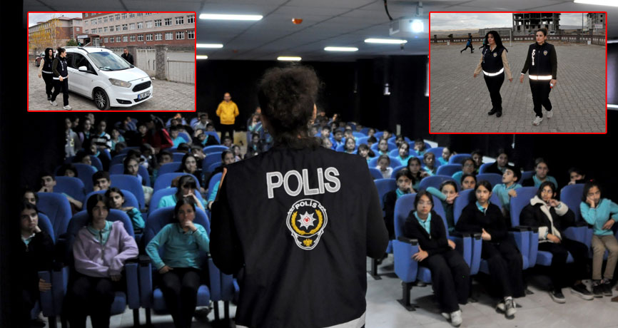 Kadın polisler, okul okul gezerek öğrencileri bilgilendiriyor