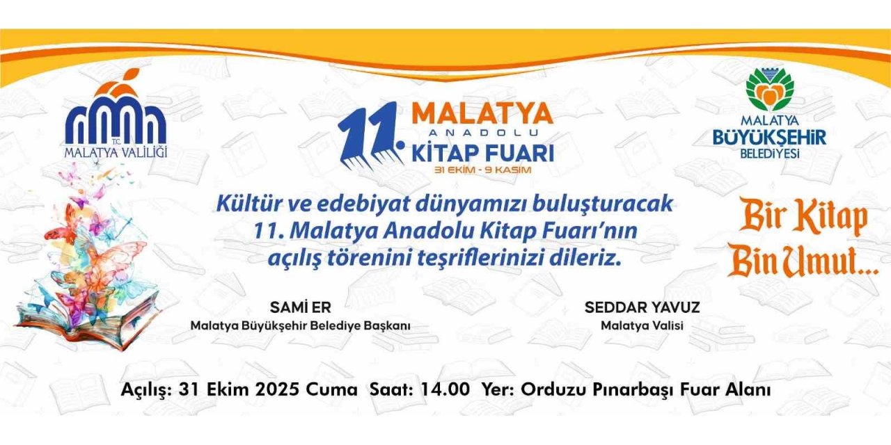 11. Malatya Anadolu Kitap ve Kültür Fuarı açılıyor