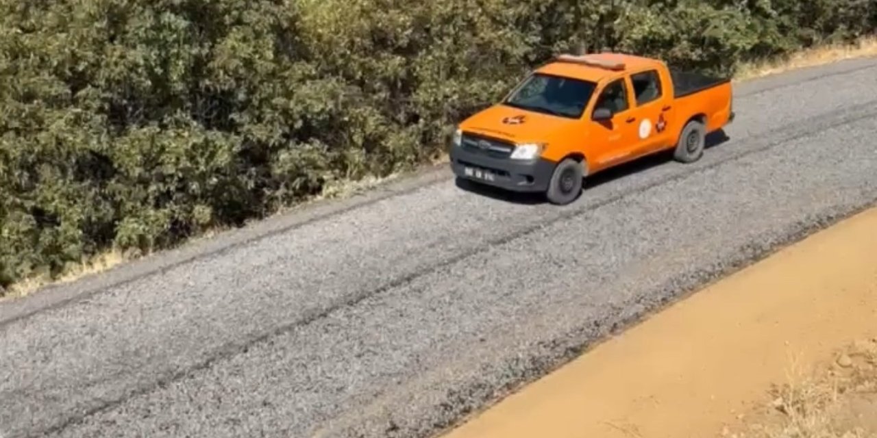 Bağlar köyü yolunda asfalt çalışması