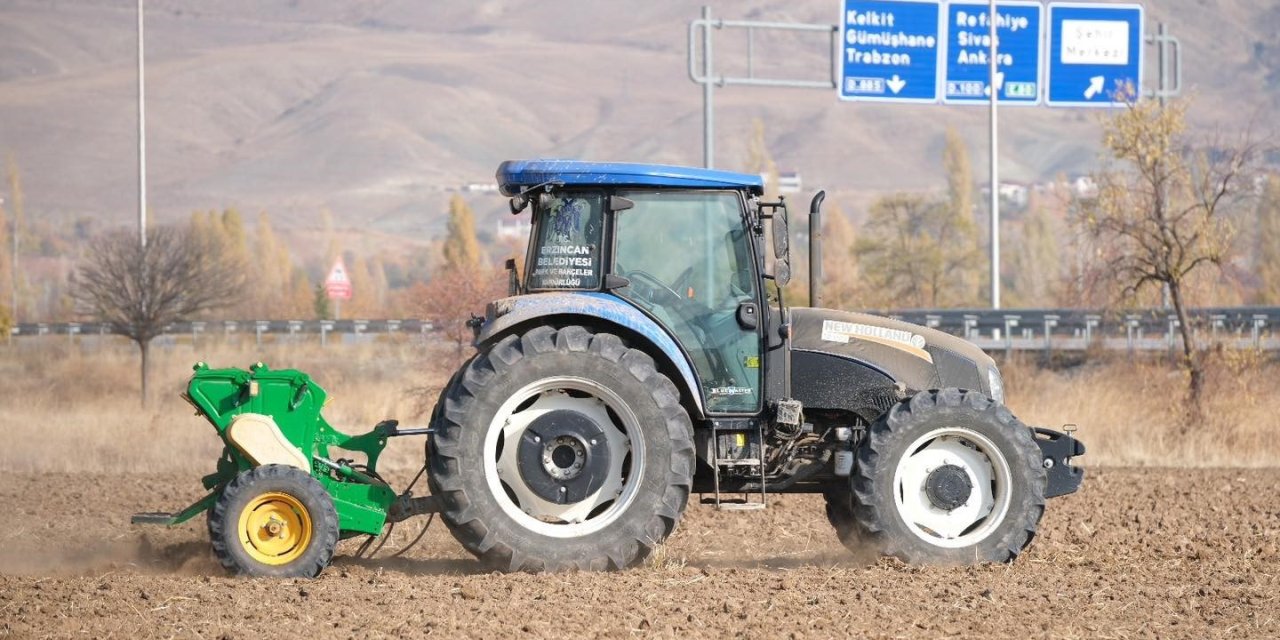 Erzincan Belediyesi uygulama tarlalarında hububat ekimi yaptı