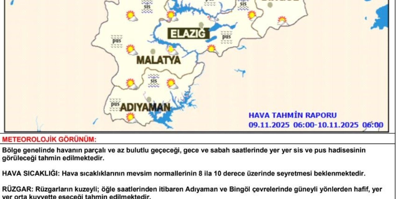 Meteorolojiden toz taşınımı ve zirai don uyarısı