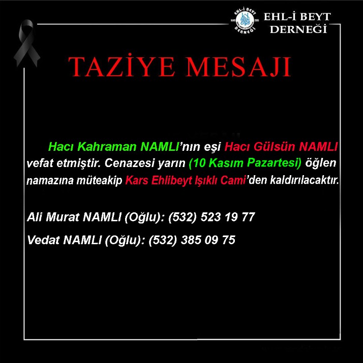 Gülsün NAMLI vefat etti