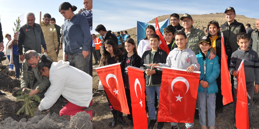 Kars'ta binlerce fidan toprakla buluştu