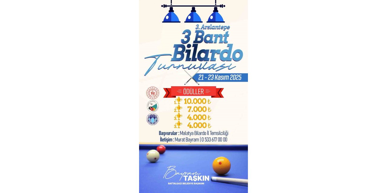 Battalgazi Belediyesi’nden 3. Arslantepe 3 Bant Bilardo Turnuvası