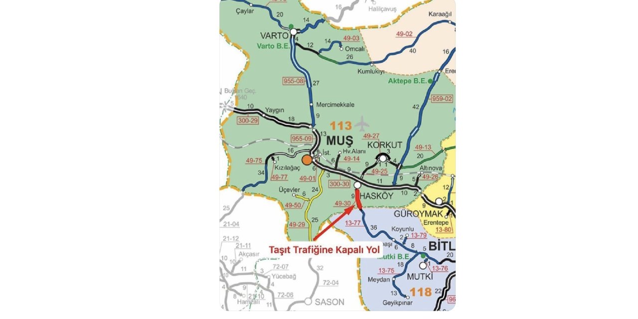 Muş’ta yoğun kar yağışı: Hasköy-Mutki yolu ulaşıma kapandı