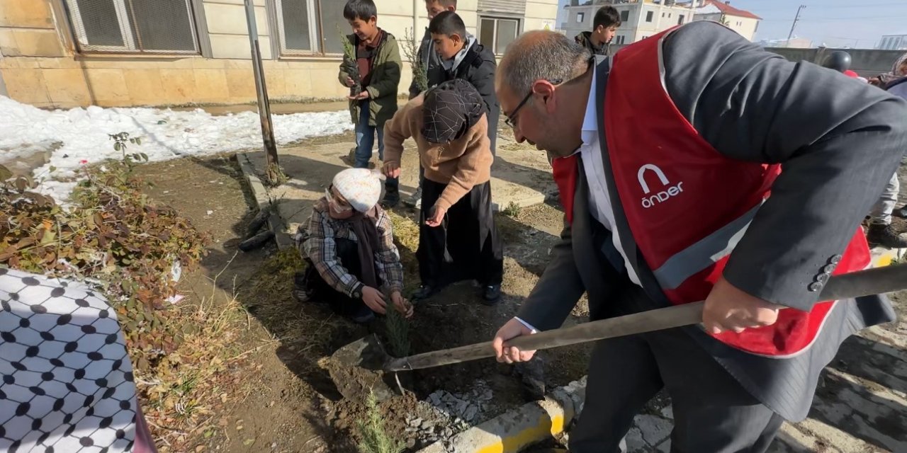 "Türkiye yeşeriyor, Gazze güçleniyor" projesiyle Yüksekova’da fidanlar toprakla buluştu