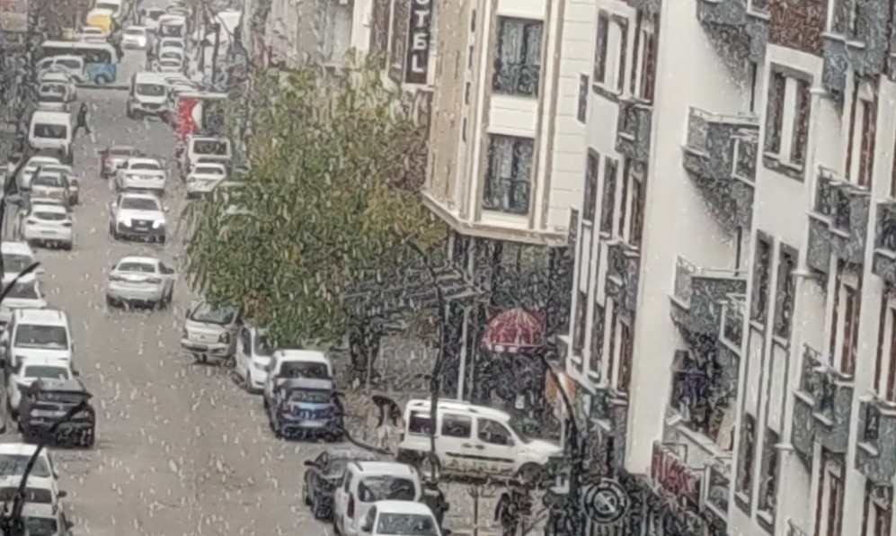 Van’da dolu yağışı şehri beyaza bürüdü
