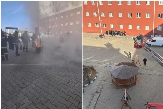 Yurtta yangın eğitimi ve tahliye tatbikatı yapıldı