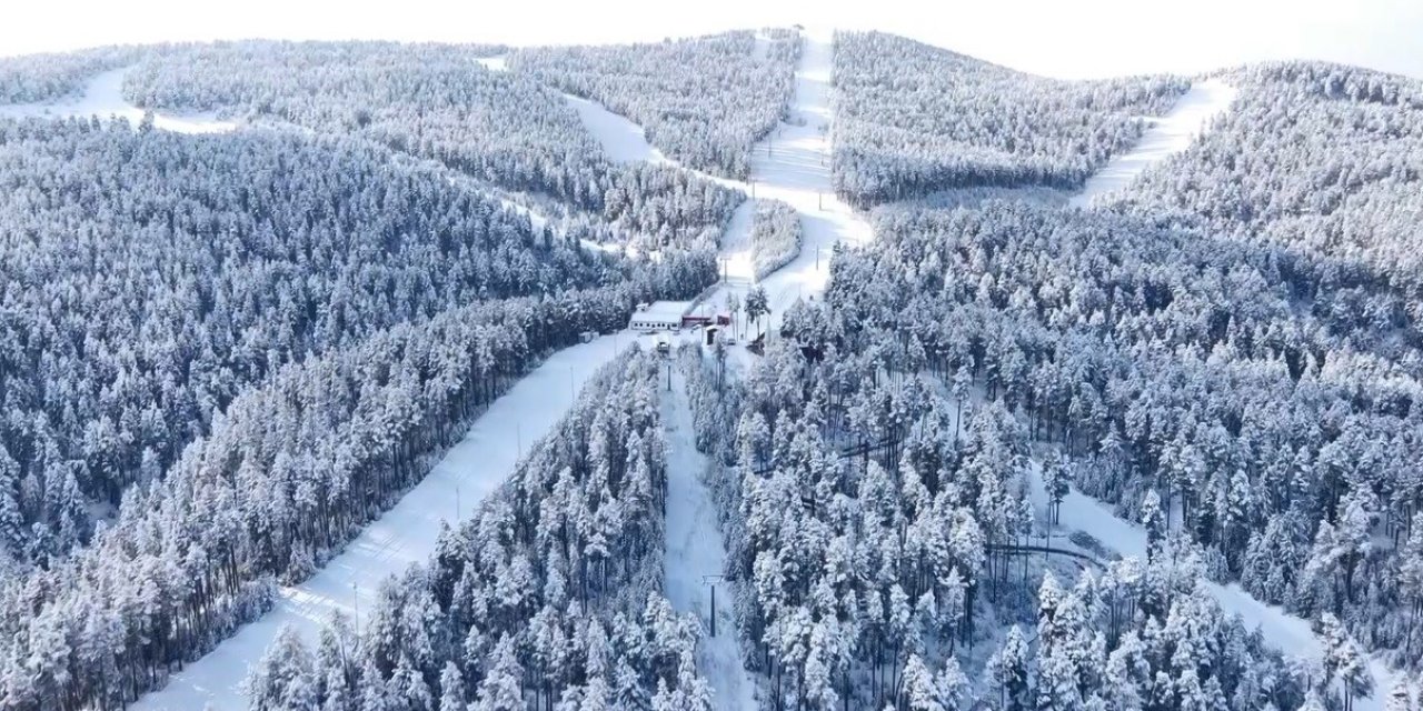 Beyaza bürünen Sarıkamış havadan görüntülendi