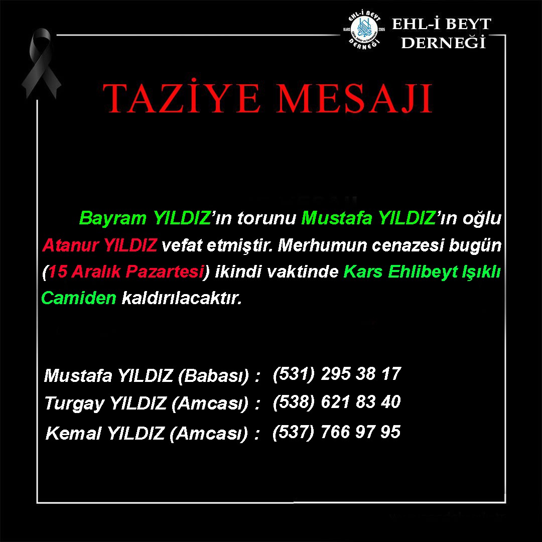 Atanur YILDIZ vefat etti