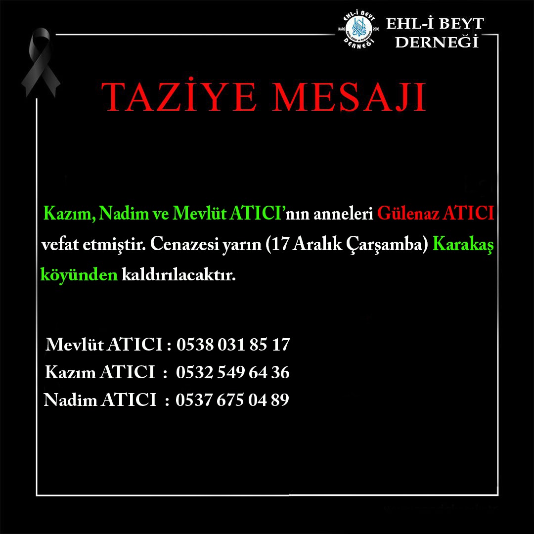 Gülenaz ATICI vefat etti