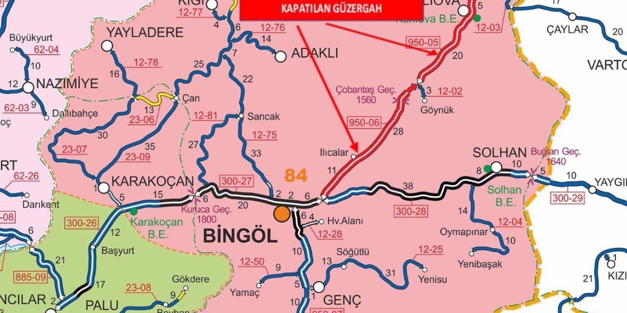 Bingöl-Erzurum karayolu tır trafiğine kapatıldı