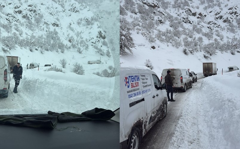 Şemdinli yolunda mahsur kalan araçlar kurtarıldı