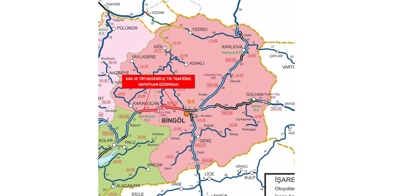 Bingöl’de bazı yollar kar yağışı nedeniyle trafiğine kapatıldı