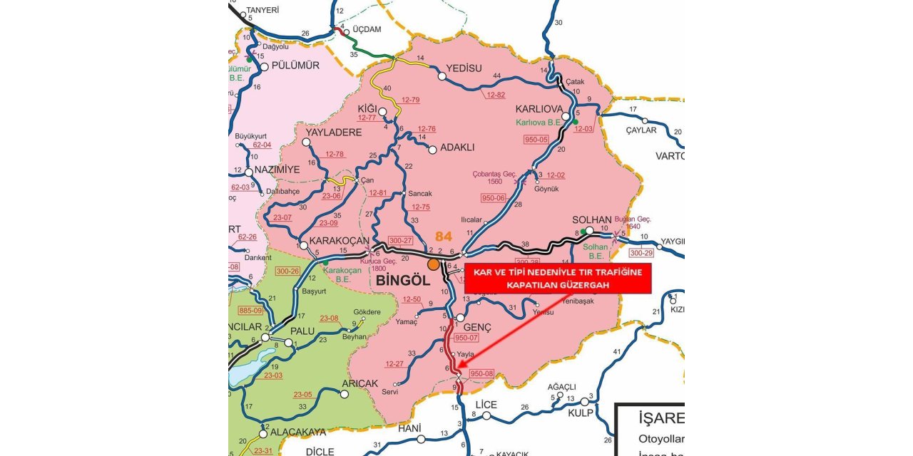 Bingöl-Diyarbakır karayolu tır trafiğine kapatıldı