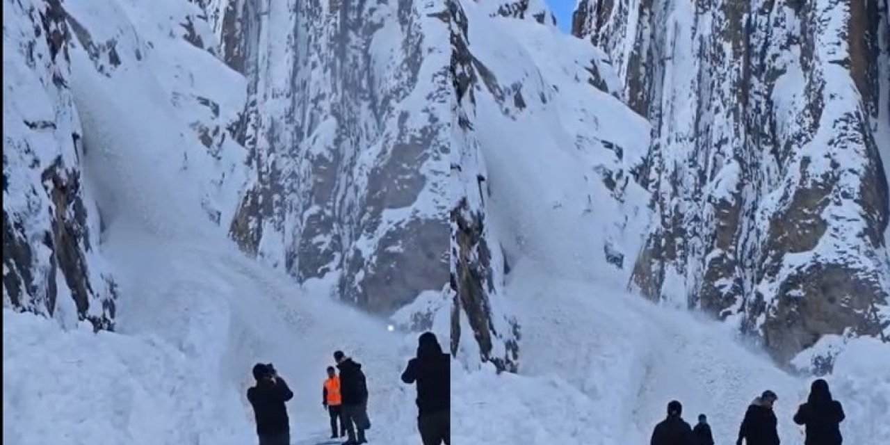 Çukurca yolunda inen çığ görüntülendi