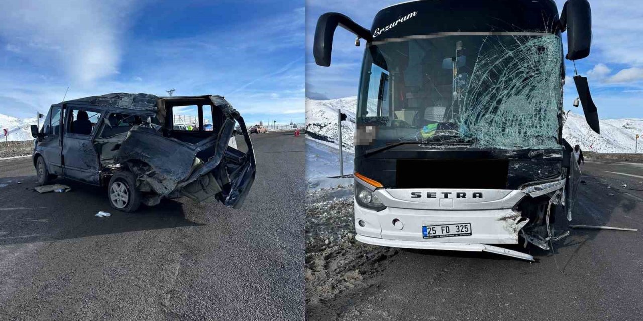 Kızıldağ’da otobüs ile minibüs çarpıştı: 3 yaralı