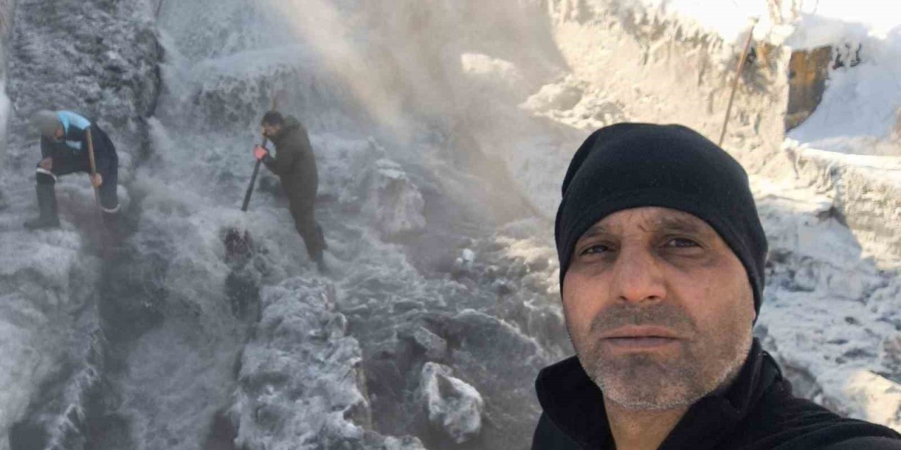 Kars’ta HES çalışanlarının eksi 30 derece soğukta ’buz kırma’ mesaisi