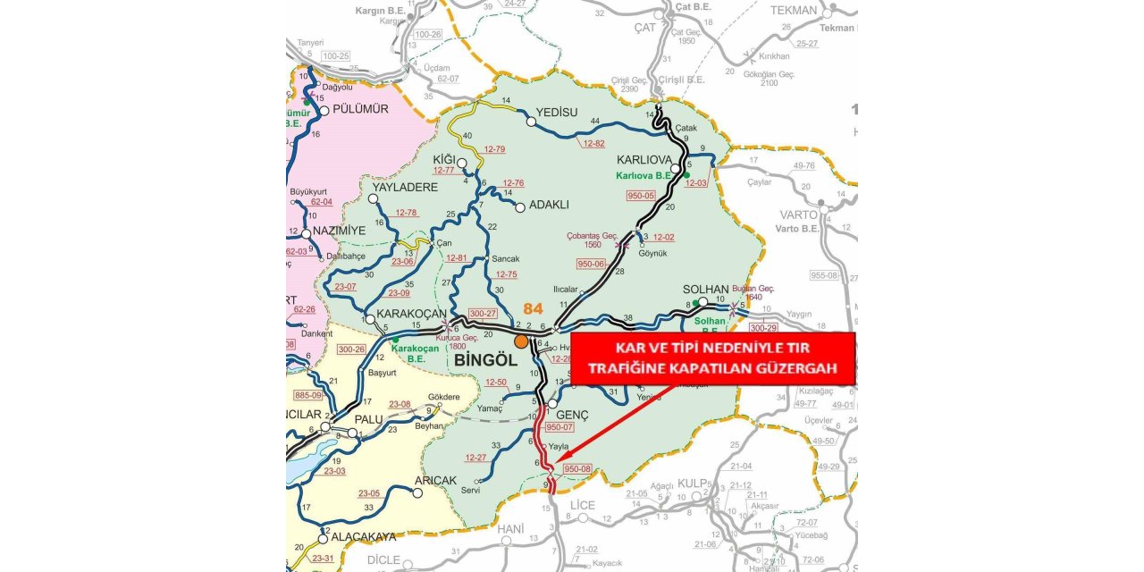 Bingöl-Diyarbakır karayolu tır trafiğine kapatıldı