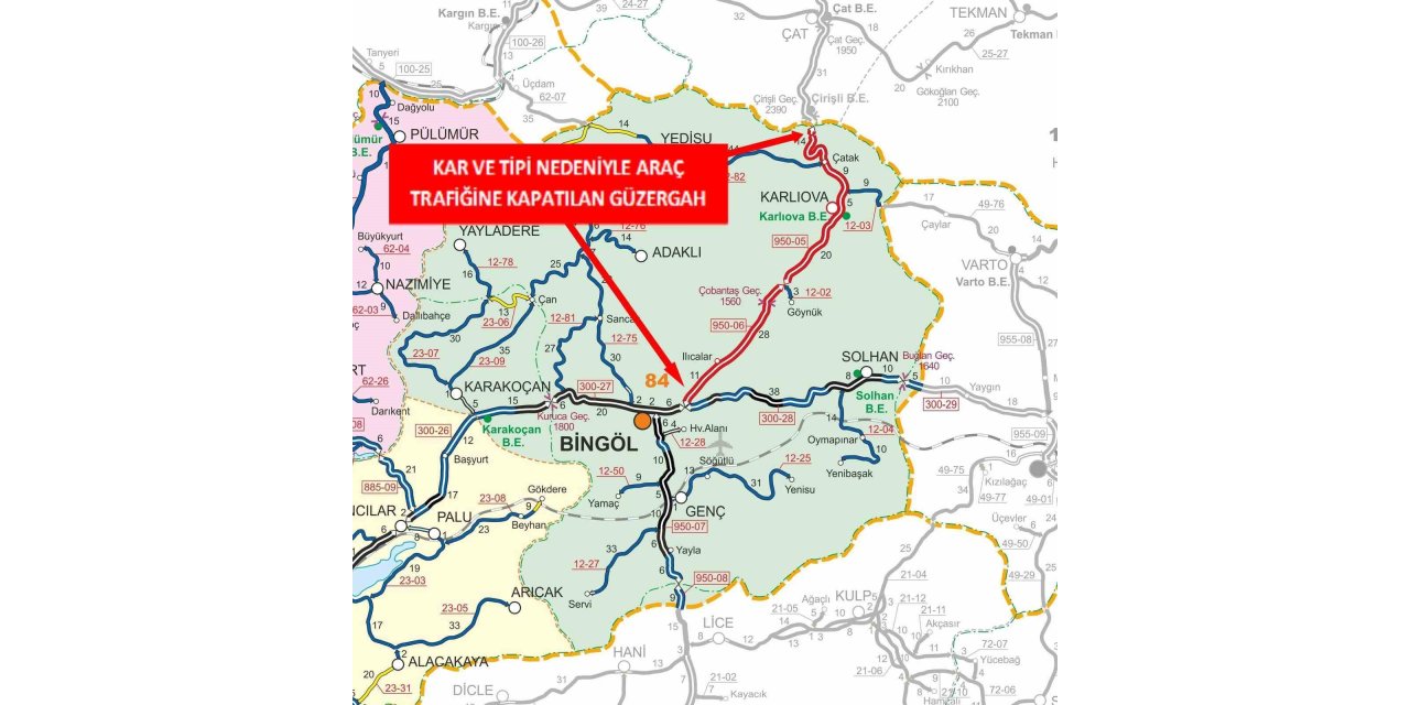 Bingöl-Erzurum karayolu trafiğe kapatıldı