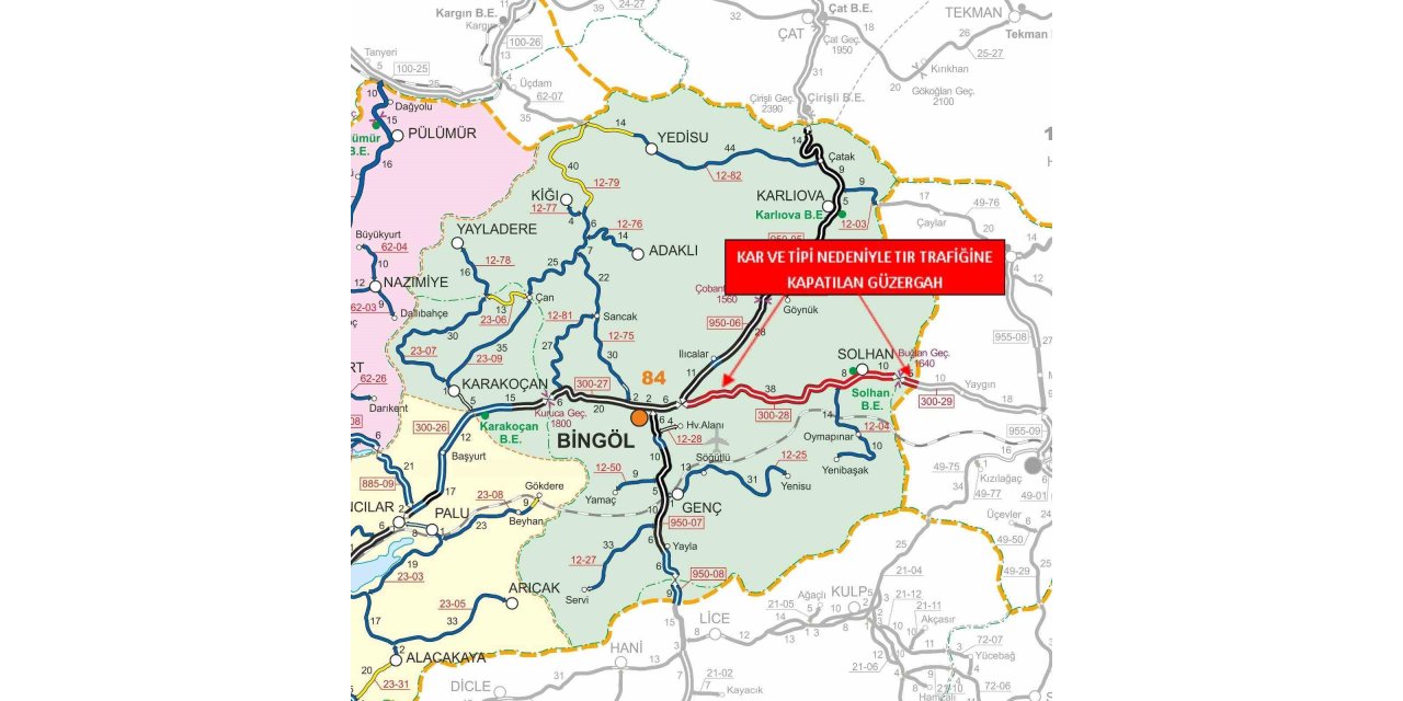 Bingöl-Muş karayolu tır trafiğine kapatıldı