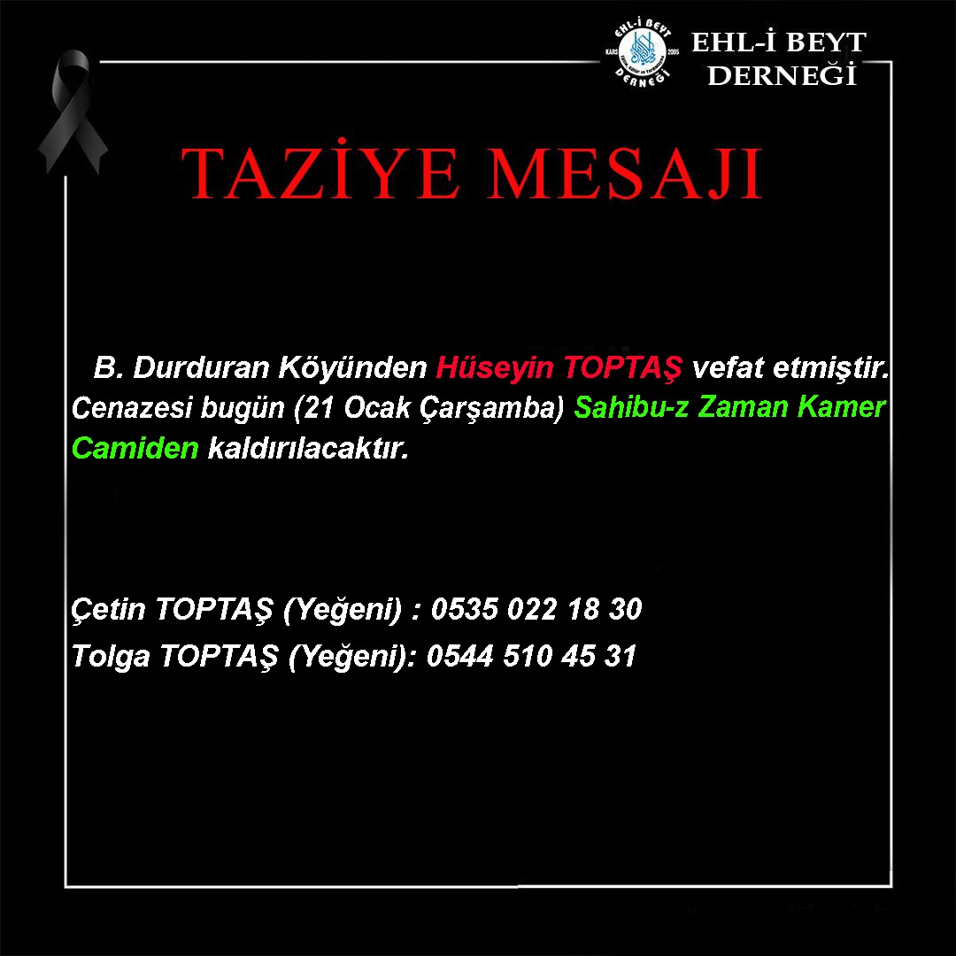 Hüseyin TOPTAŞ vefat etti