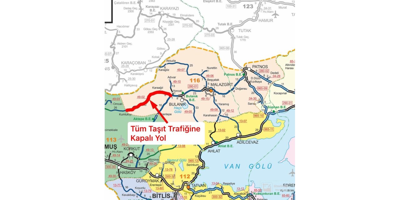 Bulanık-Kumlukıyı karayolu tipi nedeniyle ulaşıma kapatıldı