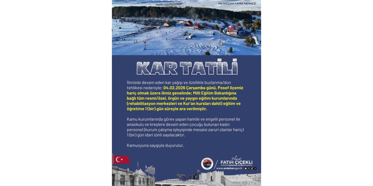 Ardahan’da eğitime kar engeli