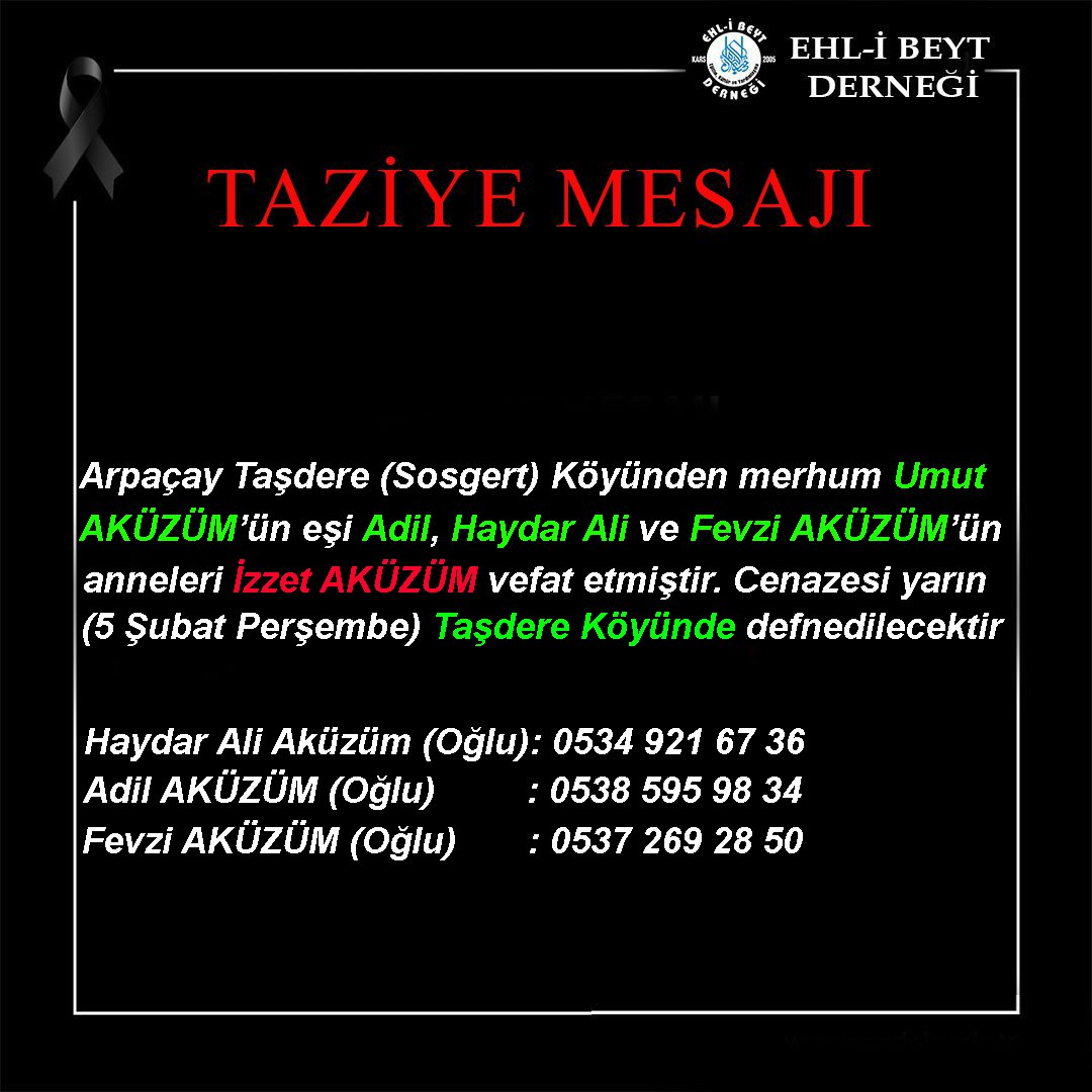 İzzet AKÜZÜM vefat etti