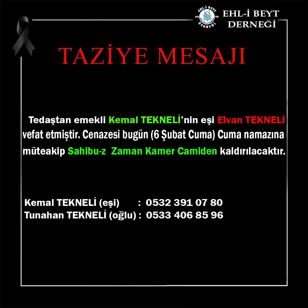 Elvan TEKNELİ vefat etti