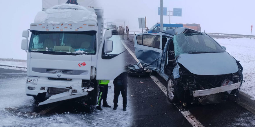 Kars-Erzurum kara yolunda TIR ile otomobil çarpıştı: 6 yaralı