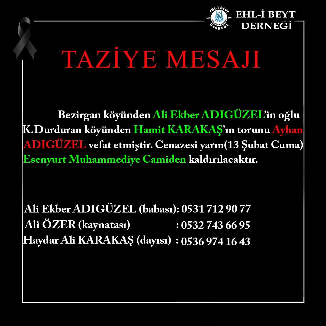 Ayhan ADIGÜZEL vefat etti