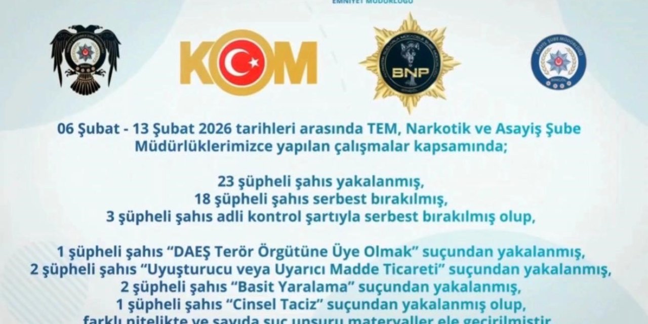 Bingöl’de 47 şüpheli yakalandı
