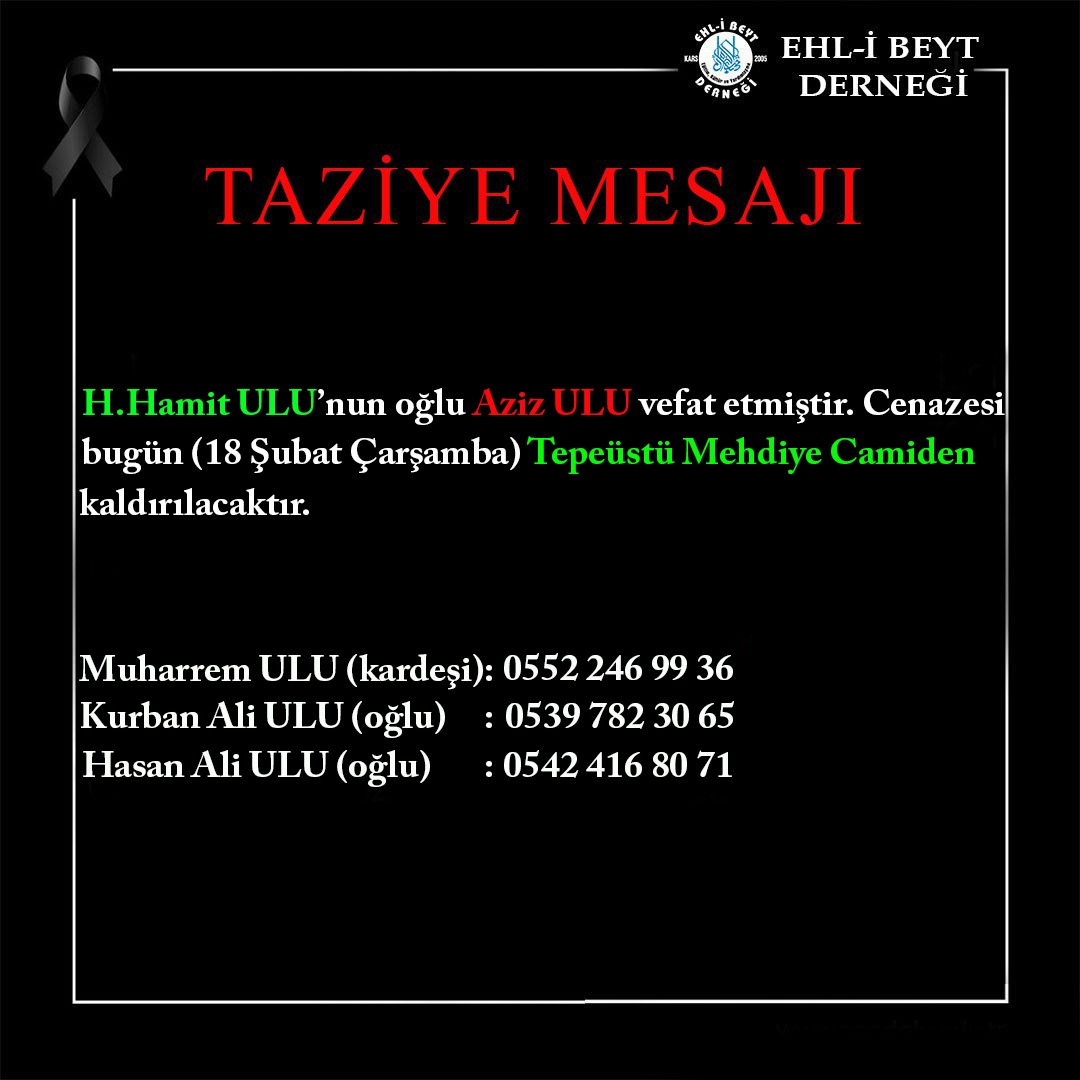 Aziz ULU vefat et