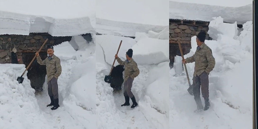 Çatıdan düşen kar kütlesinden saniyelerle kurtuldu