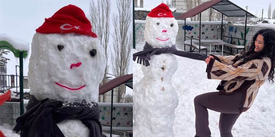 Kars’ın en "Milli" kardan adamı