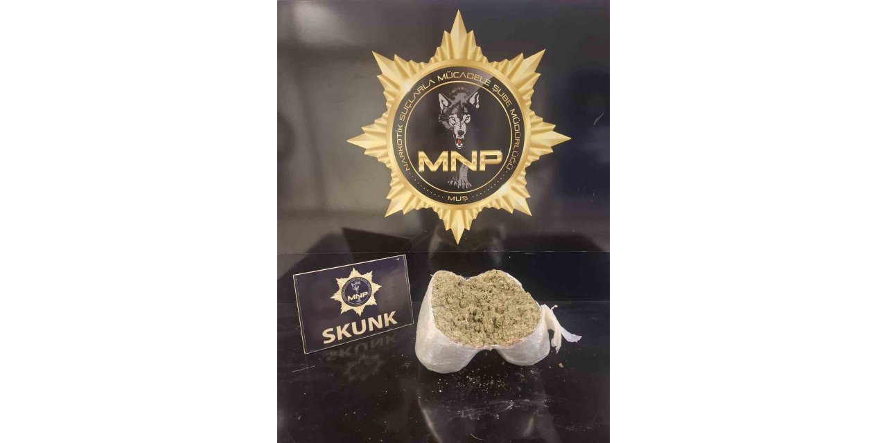 Muş’ta yolcu otobüsünde 2 kilo 72 gram skunk ele geçirildi